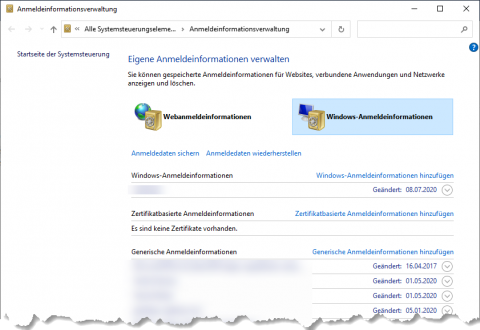 Anmeldeinformationsverwaltung