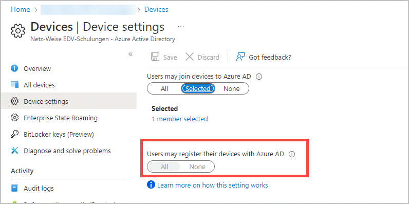 Geräteregistrierung in Azure
