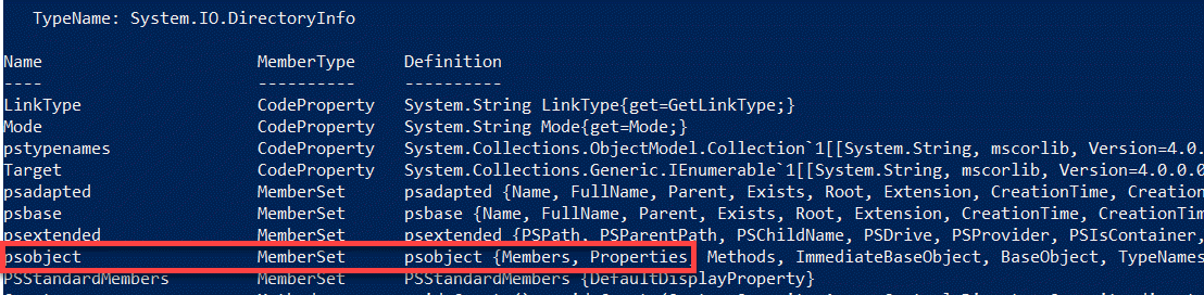 Psobject ist ein Memberset
